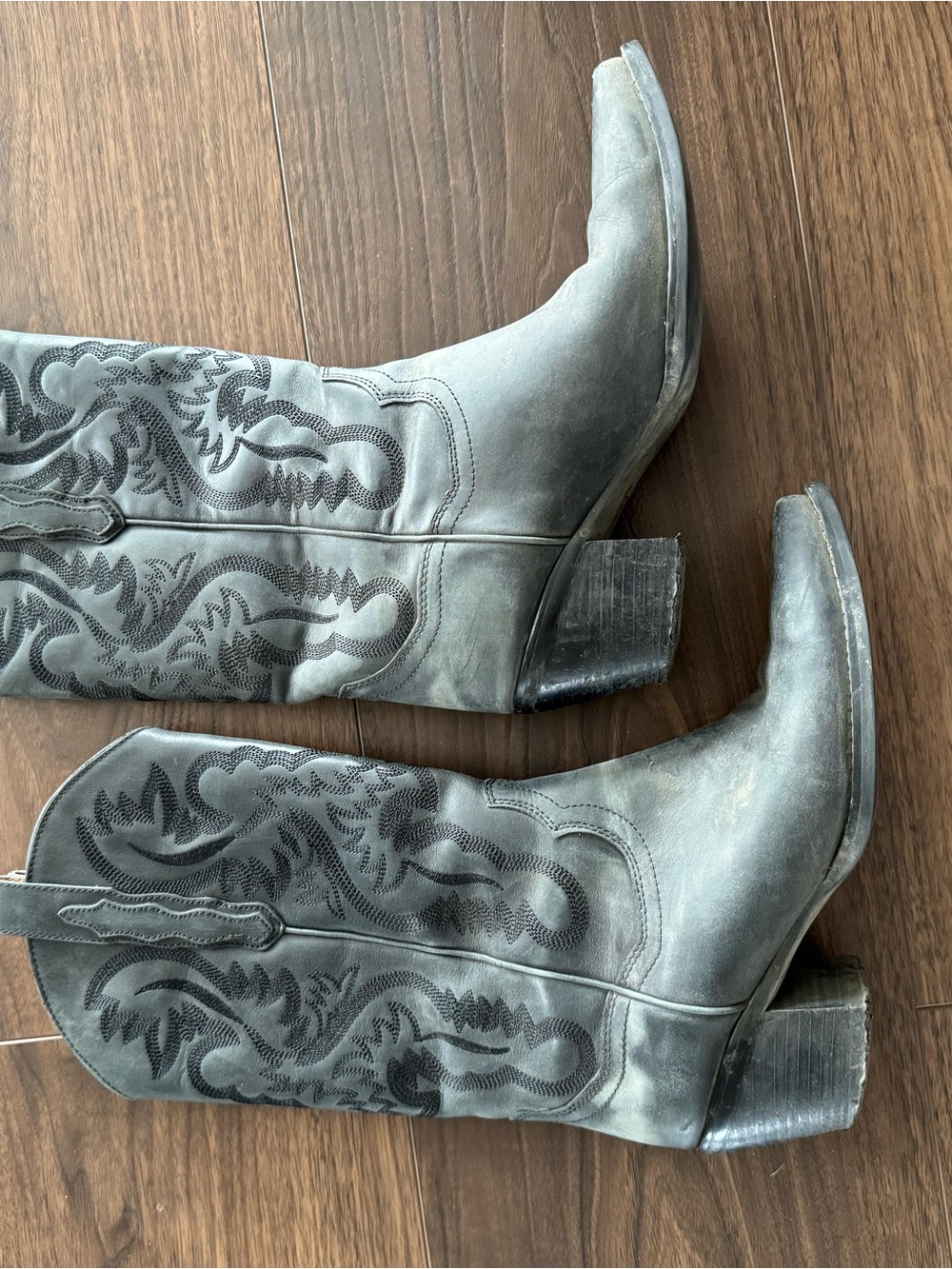 Jeffrey Campbell distressed black Western Heeled Boots